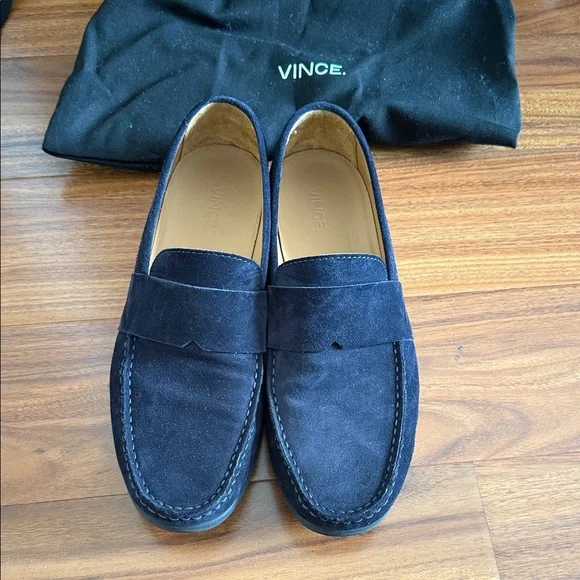 Vince Men's Dark Blue Suede Loafers - Picture 1 of 7
